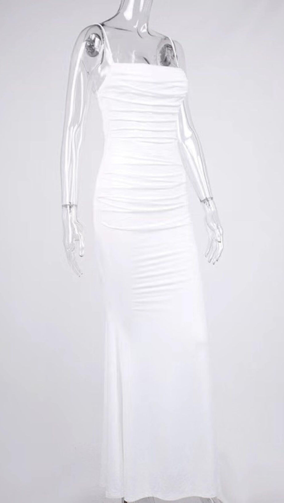 WHITE DRAPED CORSET MAXI DRESS