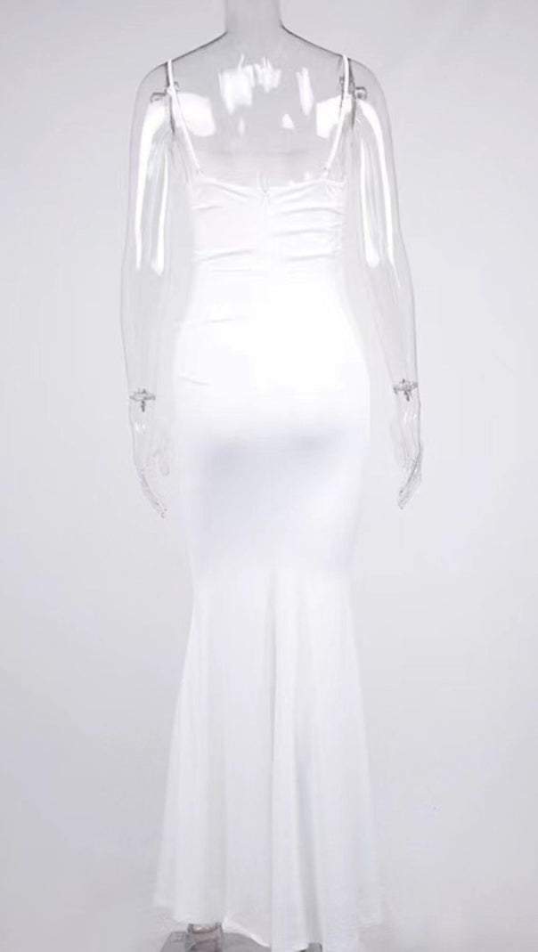 AIIZIE WHITE DRAPED CORSET MAXI DRESS - product image