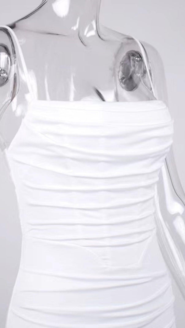 AIIZIE WHITE DRAPED CORSET MAXI DRESS - product image