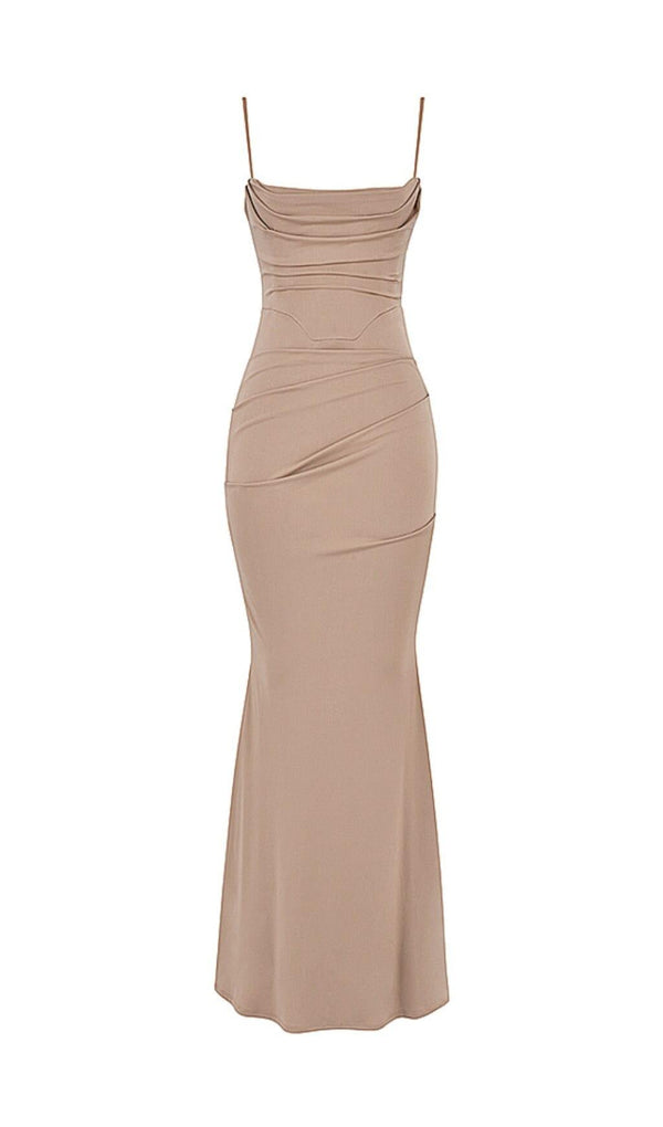 ALMOND JERSEY CORSET MAXI DRESS