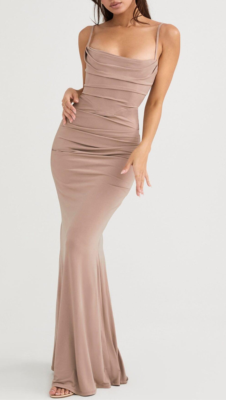 ALMOND JERSEY CORSET MAXI DRESS