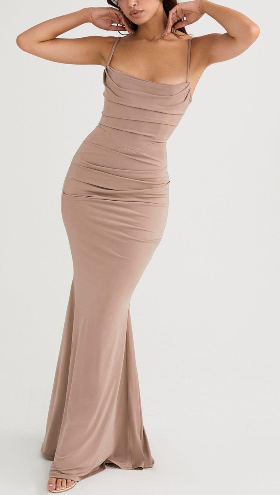 ALMOND JERSEY CORSET MAXI DRESS