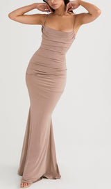 ALMOND JERSEY CORSET MAXI DRESS