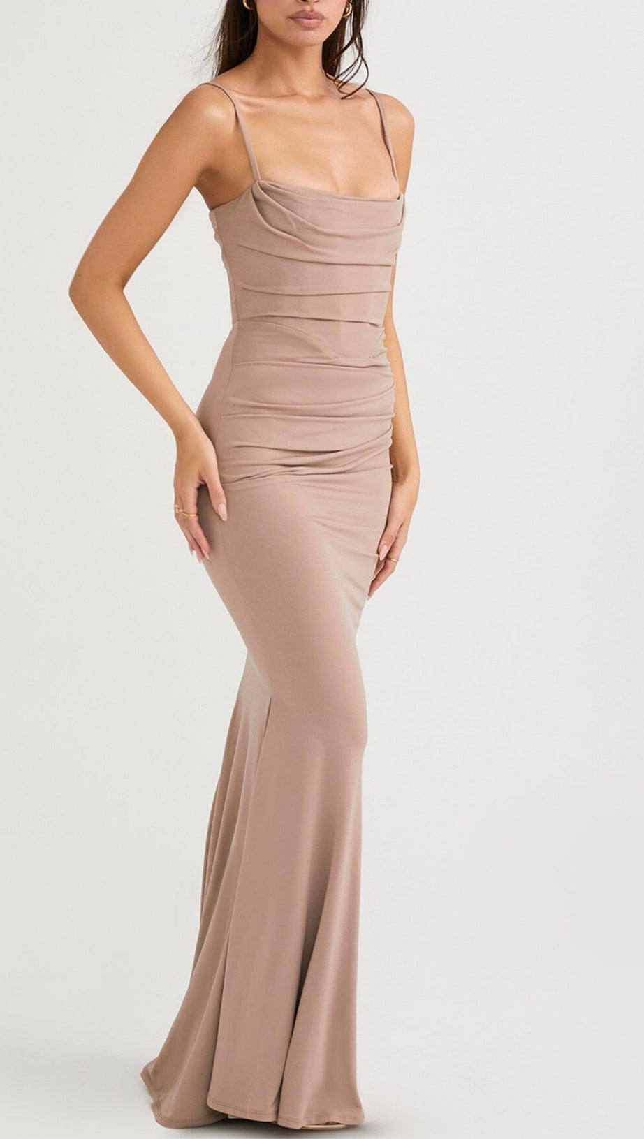 ALMOND JERSEY CORSET MAXI DRESS