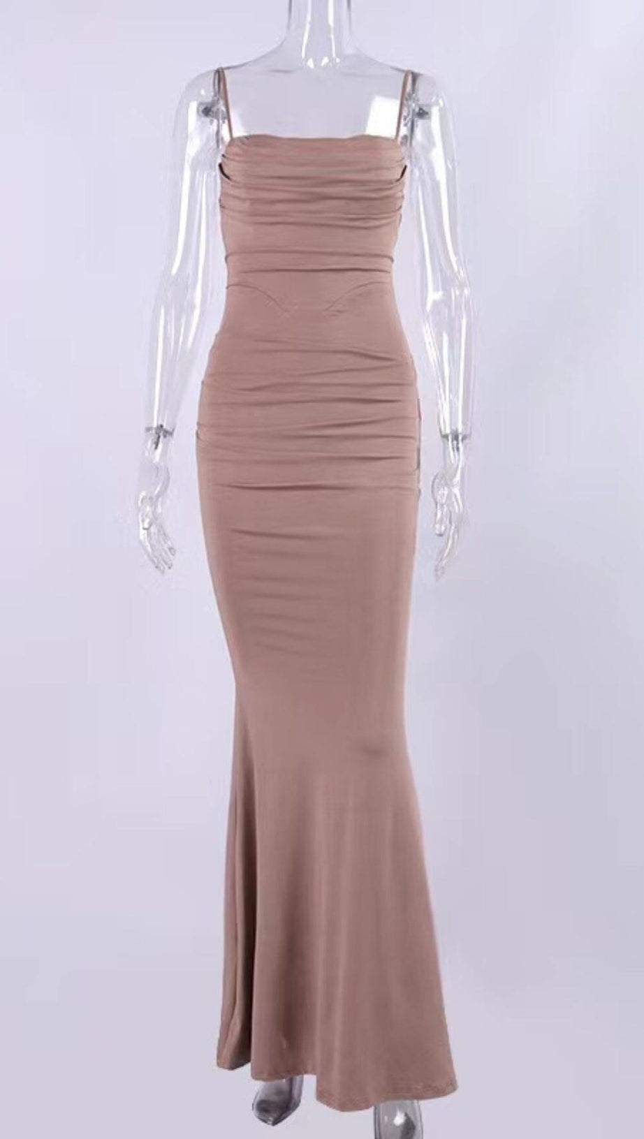 ALMOND JERSEY CORSET MAXI DRESS