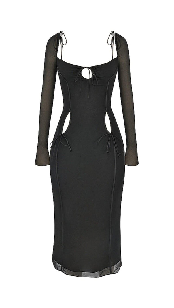 AIIZIE BLACK CUTOUT MIDI DRESS - product image