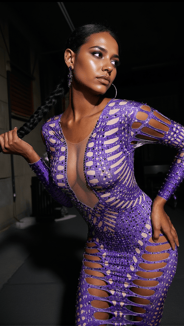 AIIZIE LEOCADIA RHINESTONE CUTOUT MAXI DRESS - product image
