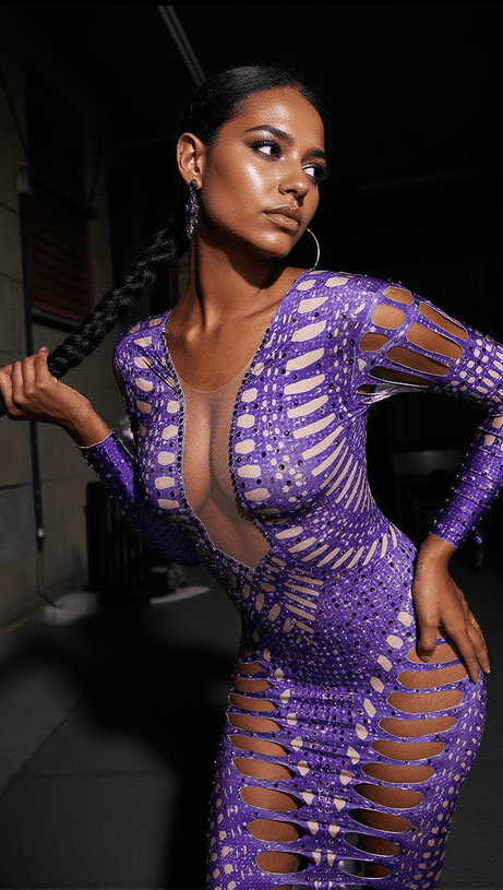 Leocadia Maxikleid mit Strass-Ausschnitt