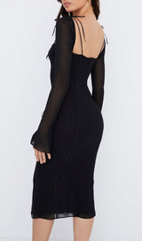 BLACK CUTOUT MIDI DRESS