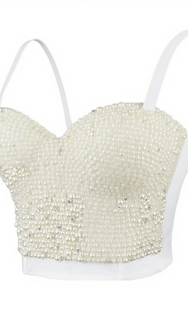 AIIZIE BESS PEARL EMBELLISHED CORSET TOP IN WHITE - product image