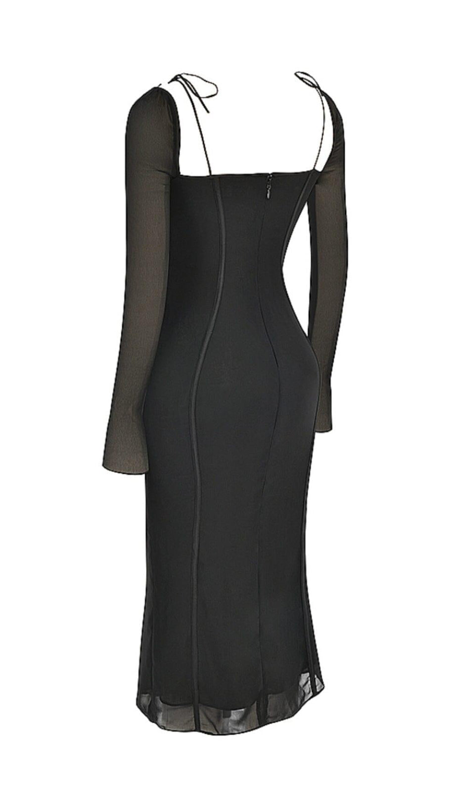 BLACK CUTOUT MIDI DRESS