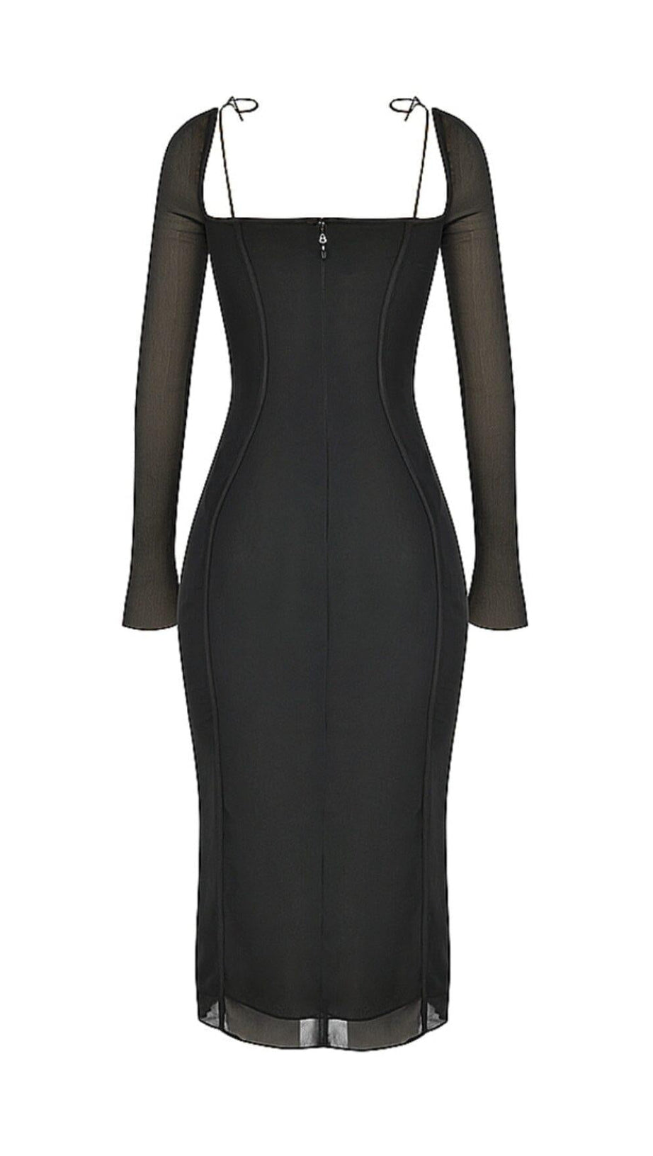 BLACK CUTOUT MIDI DRESS