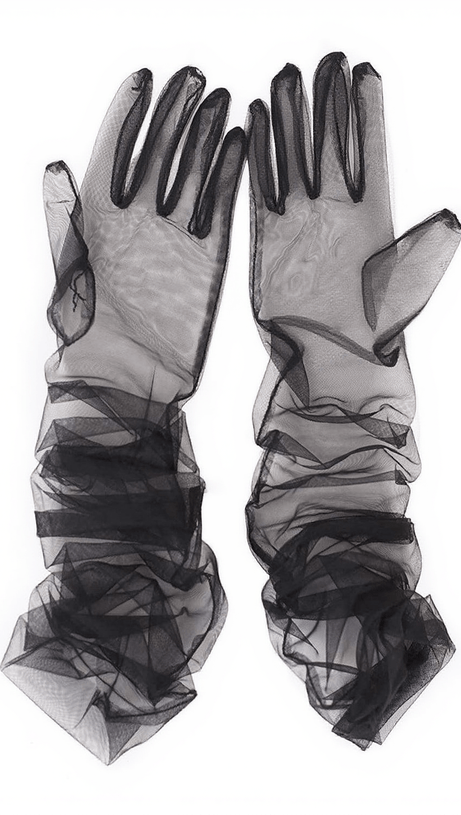 Nia Tüllhandschuhe in Schwarz