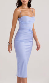 SKY DRAPED CORSET MIDI DRESS