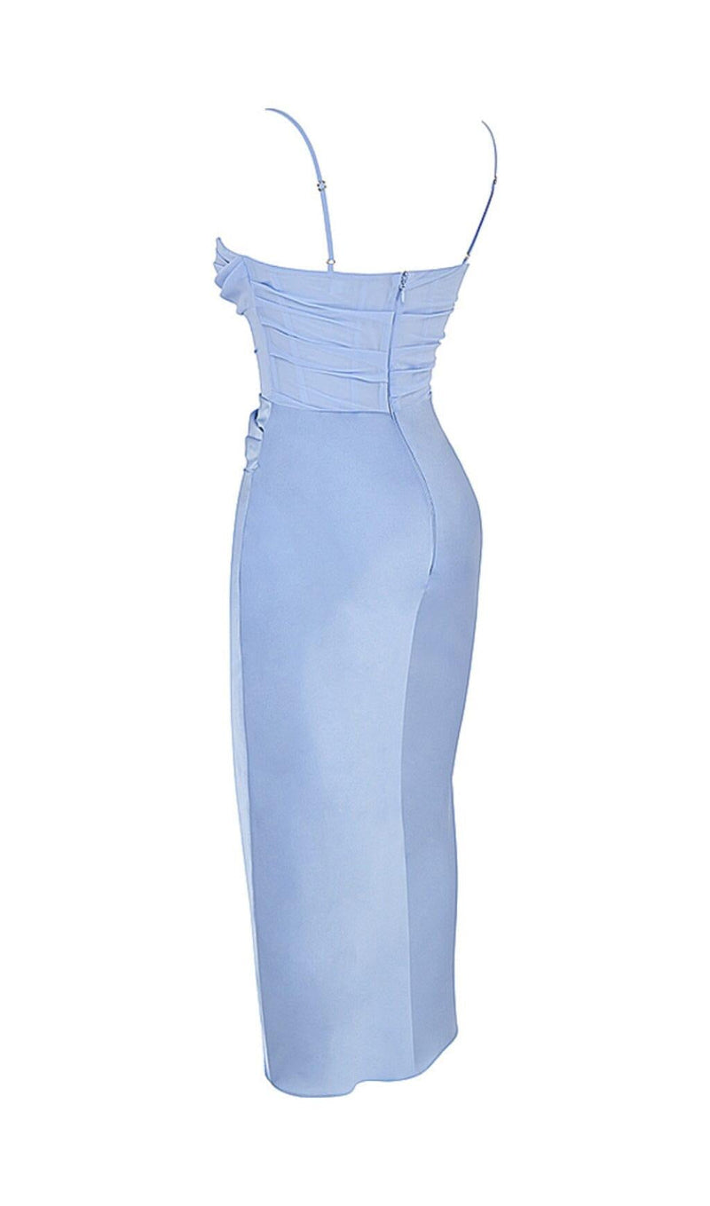 SKY DRAPED CORSET MIDI DRESS