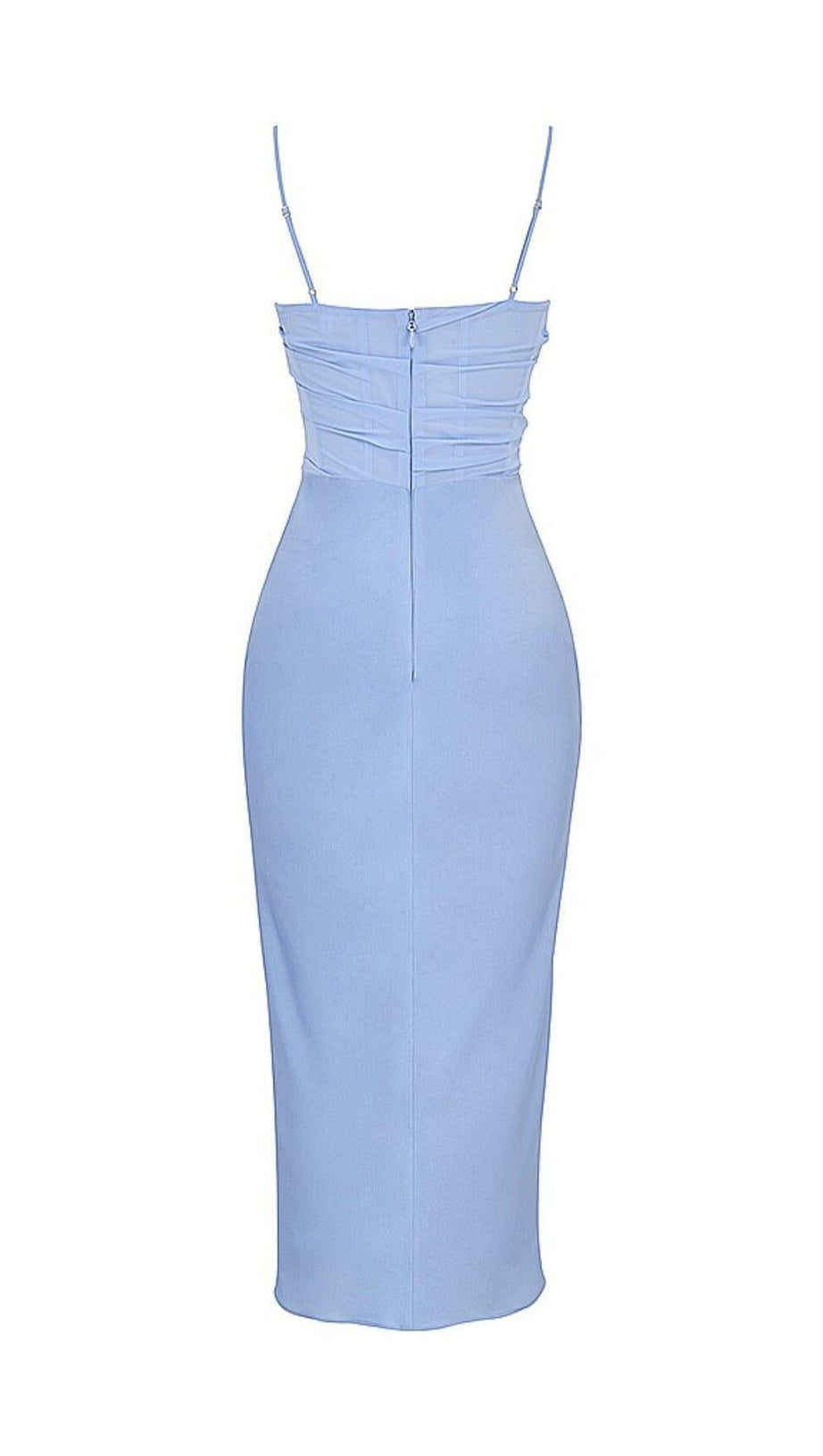 SKY DRAPED CORSET MIDI DRESS
