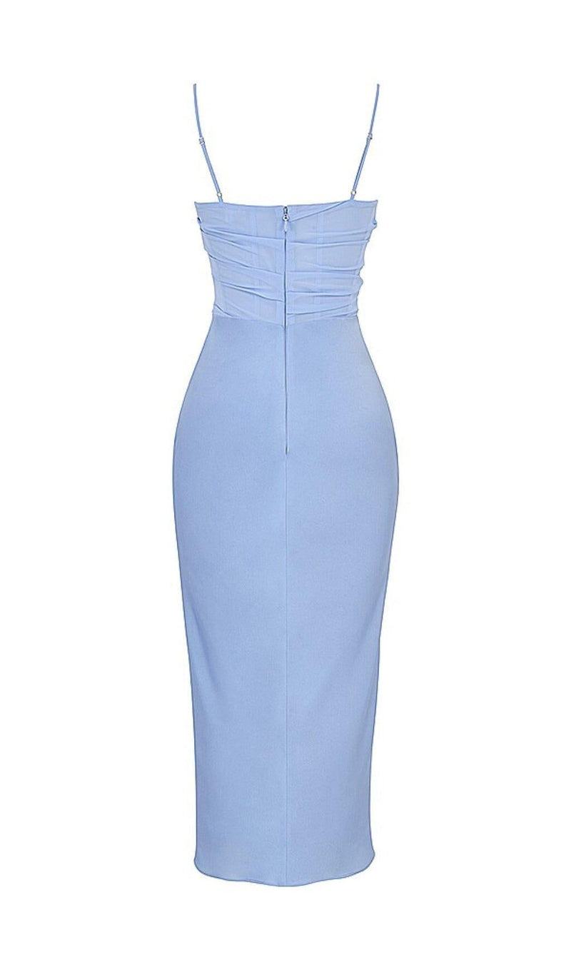 SKY DRAPED CORSET MIDI DRESS