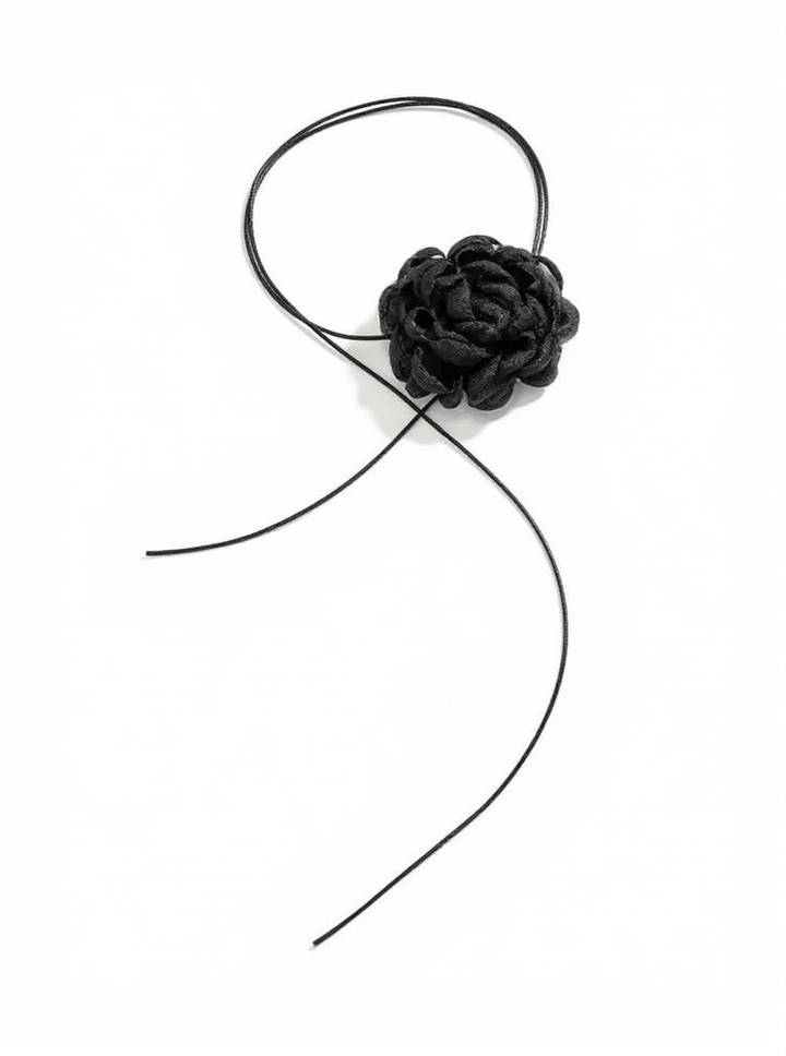 ROSIE BLACK FLOWER MESH CHOKER