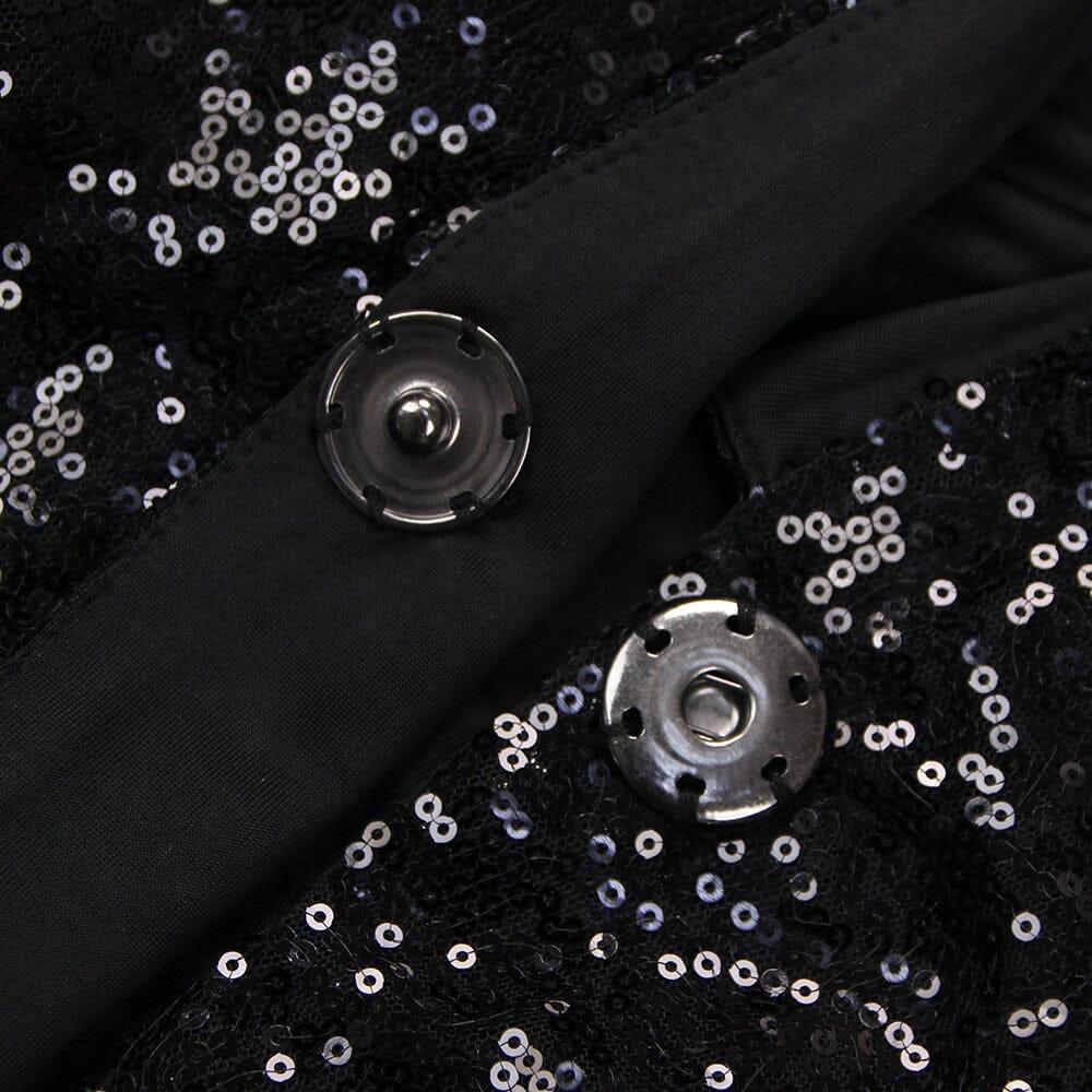 AIIZIE BLACK SEQUIN FEATHER TRIM BLAZER DRESS - product image
