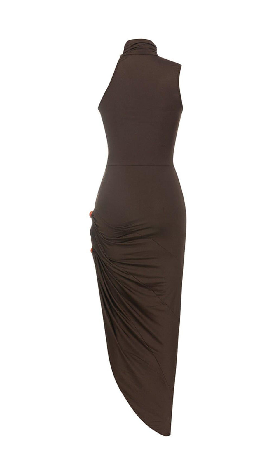 PLEATED SLEEVELESS BANDAGE MIDI DRESS