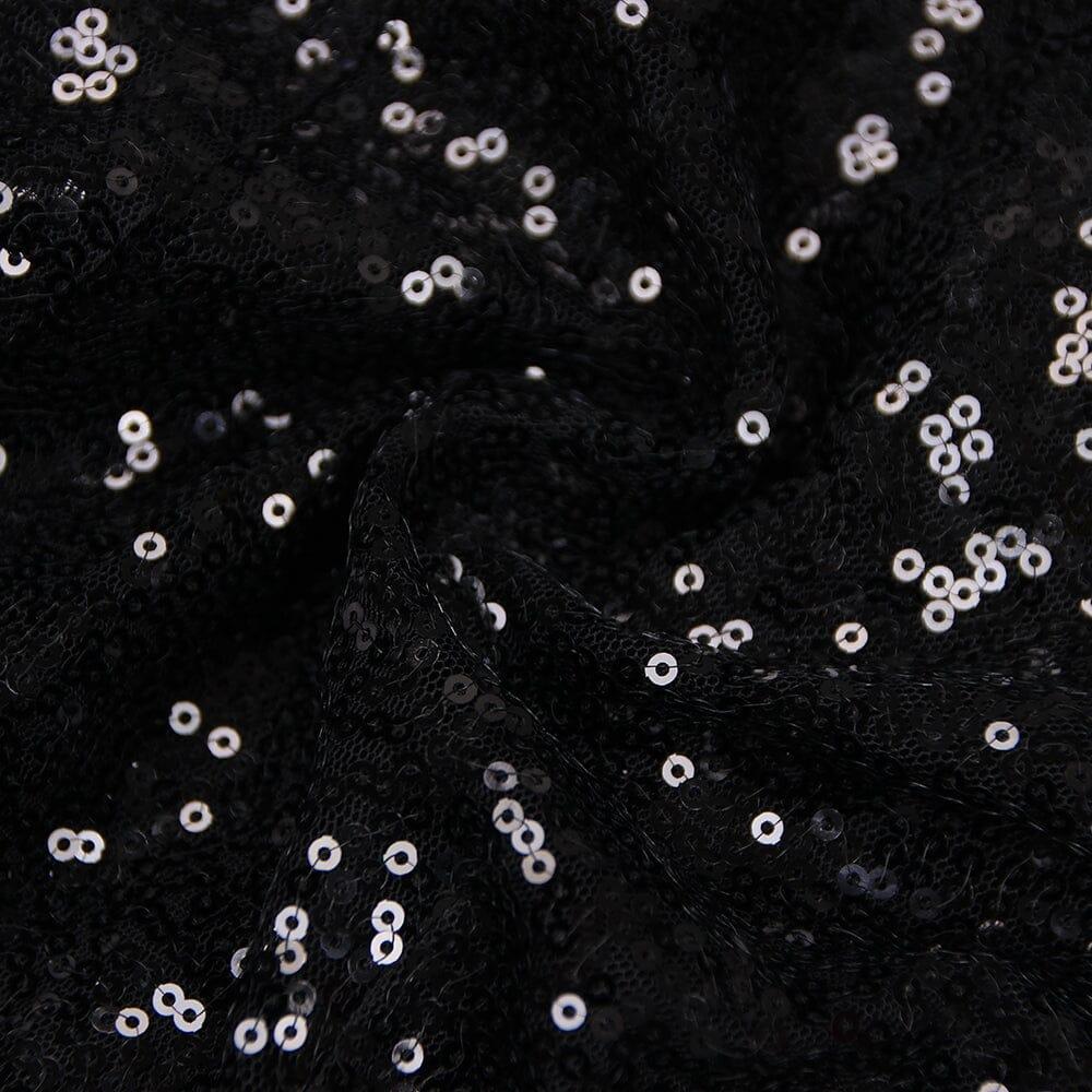 SCHWARZES BLAZERKLEID MIT PAILLETTEN UND FEDERBESATZ