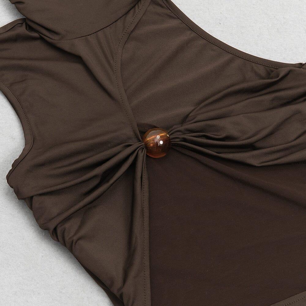 AIIZIE PLEATED SLEEVELESS BANDAGE MIDI DRESS - product image