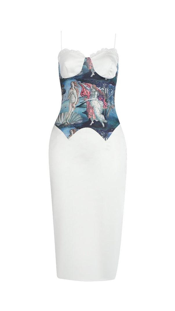 AIIZIE LACE SUSPENDER AND OIL PAINTING DRESS IN WHITE - product image