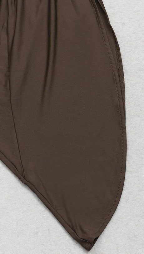 PLEATED SLEEVELESS BANDAGE MIDI DRESS