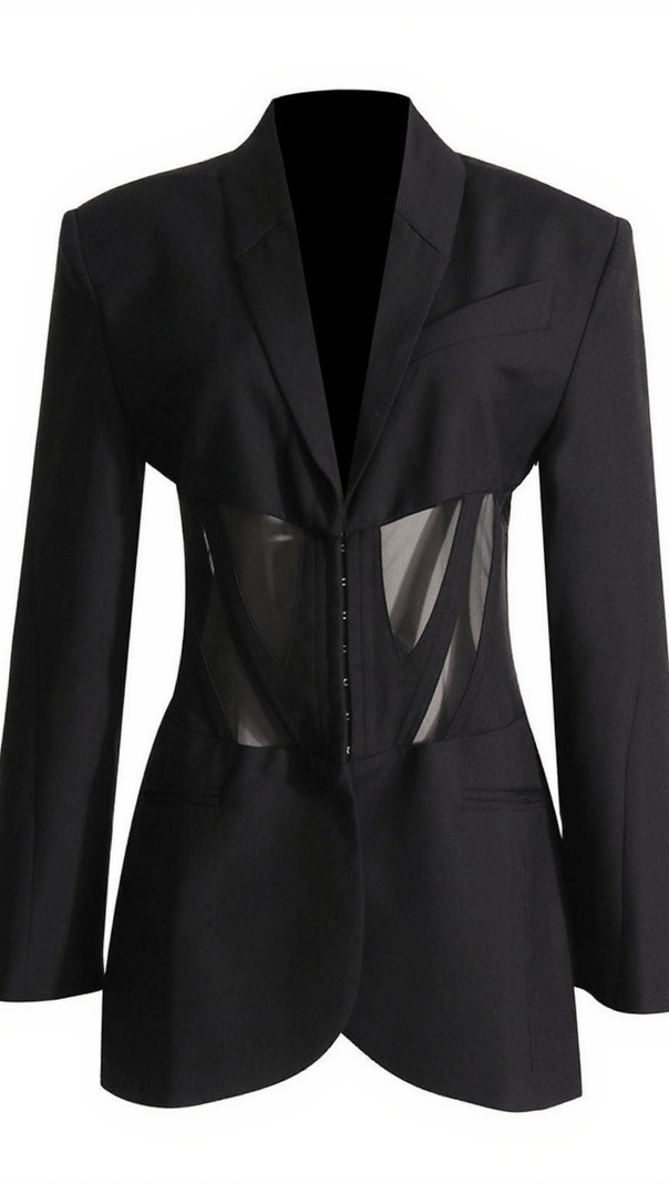 AIIZIE SAHASRA PATCHWORK BLAZER IN BLACK - product image