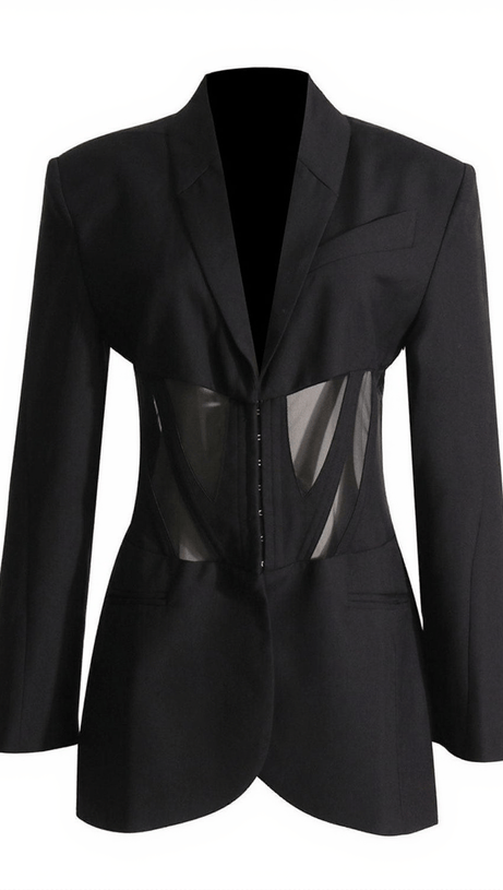Sahasra Patchwork-Blazer in Schwarz