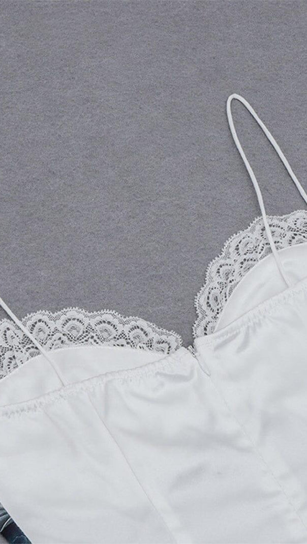 AIIZIE LACE SUSPENDER AND OIL PAINTING DRESS IN WHITE - product image