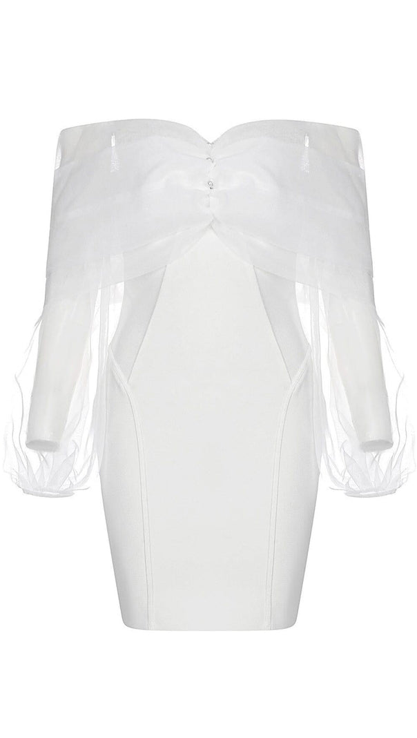 AIIZIE ONE-LINE SHOULDER-TOP TULLE DRESS IN WHITE - product image