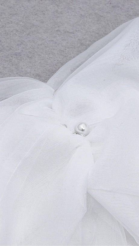 ONE-LINE SHOULDER-TOP TULLE DRESS IN WHITE