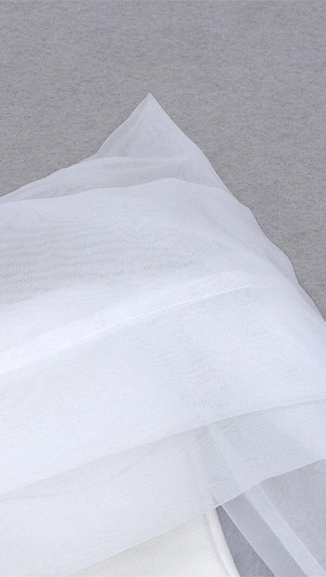 ONE-LINE SHOULDER-TOP TULLE DRESS IN WHITE