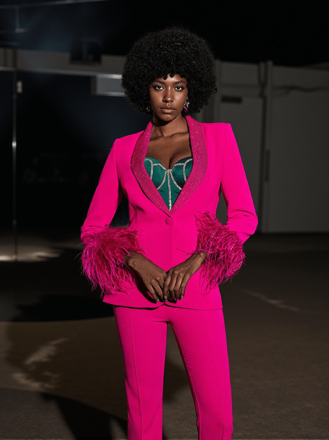 VIOLA RHINESTONE FEATHER BLAZER