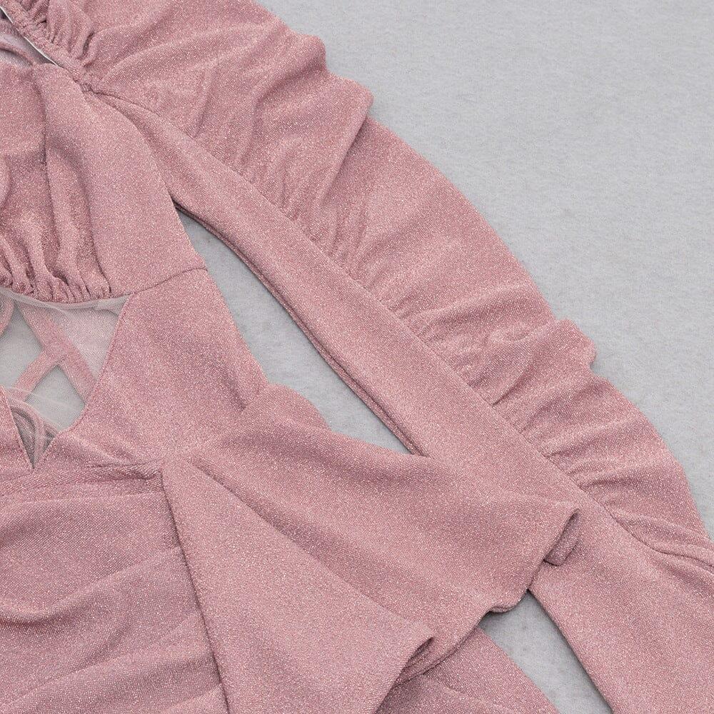 AIIZIE HIGH SLIT AND RUFFLES BACKLESS DRESS IN PINK - product image