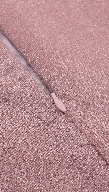 HIGH SLIT AND RUFFLES BACKLESS DRESS IN PINK