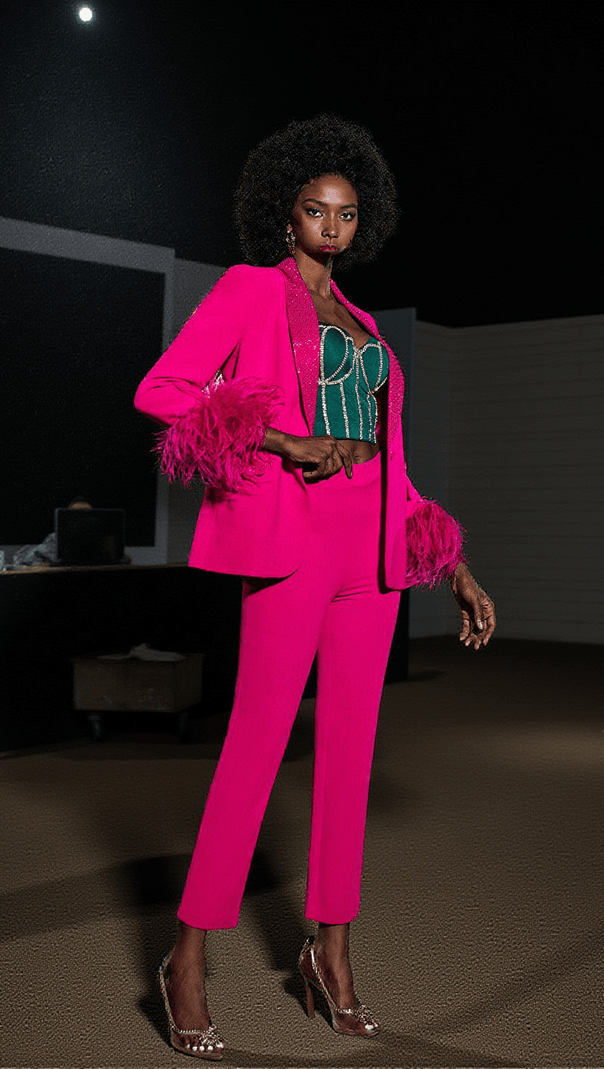 AIIZIE VIOLA RHINESTONE FEATHER BLAZER - product image