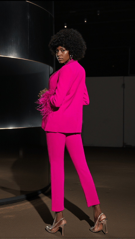 BLAZER VIOLA CON PIUME E STRASS