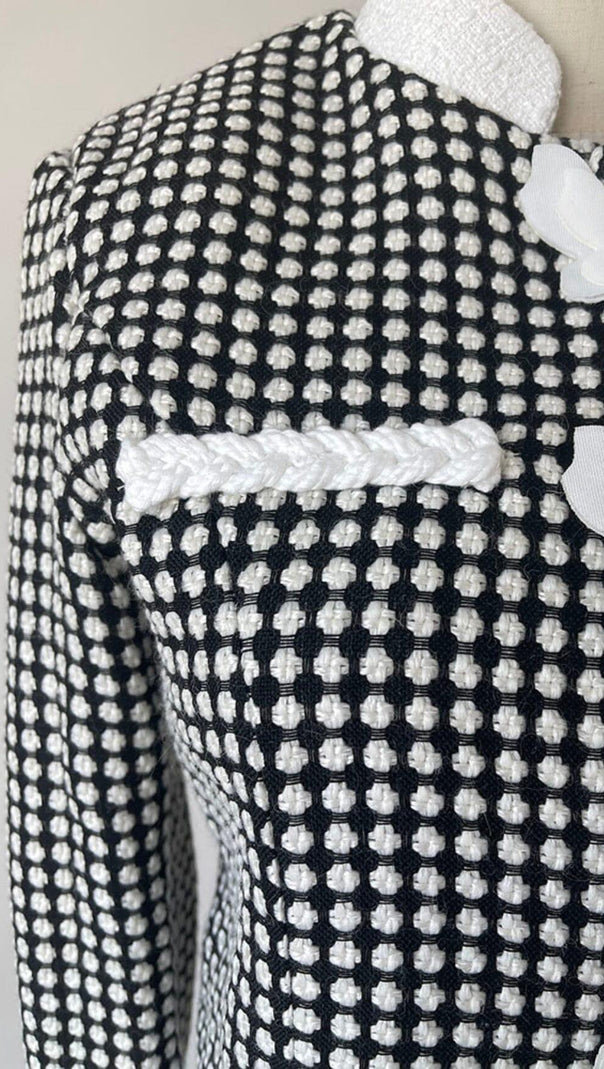 AIIZIE PLAID ROUND NECK LONG SLEEVE BOWKNOT TOPS HIGH WAIST A LINE SKIRTS - product image