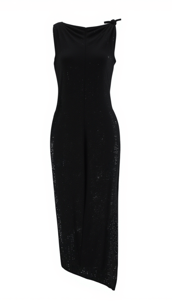 AIIZIE HECATE FLOWER EMBELLISHED BANDAGE MIDI DRESS IN BLACK - product image