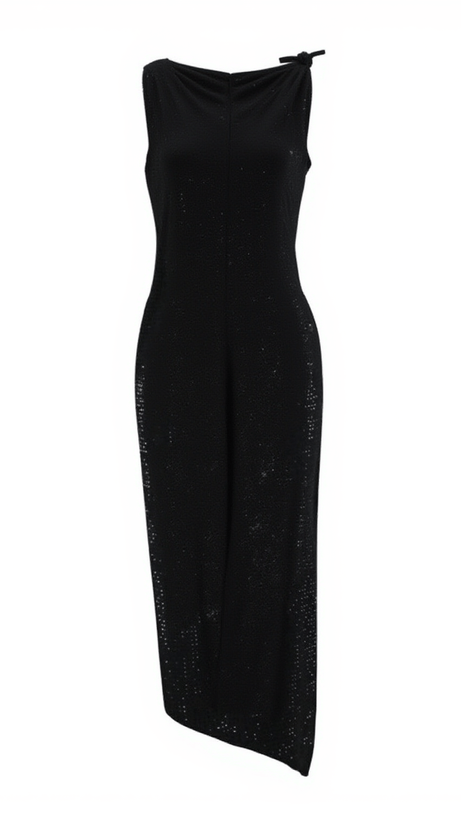 Hecate – Bandage-Midikleid mit Blumenverzierung in Schwarz