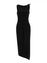 Hecate Flower Embellished Bandage Midi Dress In Black