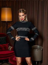 Callisto Long Sleeve Rhinestone Bandage Dress