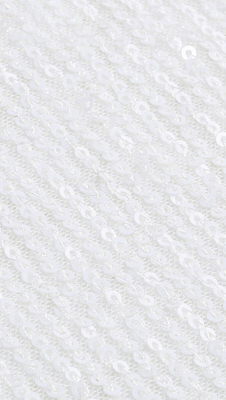 OSTRICH HAIR DECORATIVE BANDEAU MAXIC DRESS IN WHITE