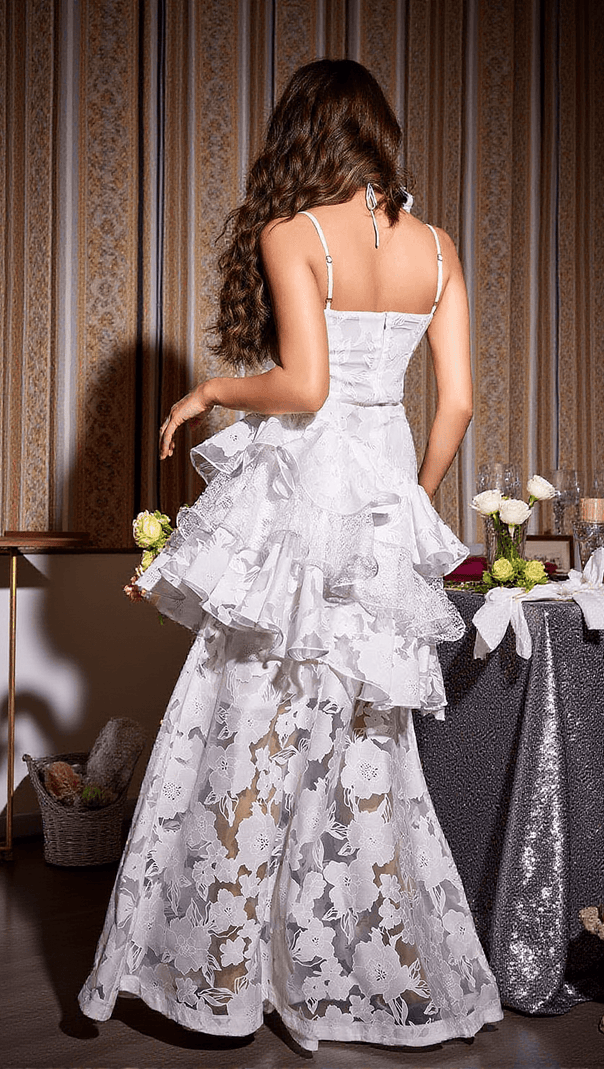 AIIZIE LOURSA FLORAL TIERED LACE MAXI DRESS WITH CHOKER - product image