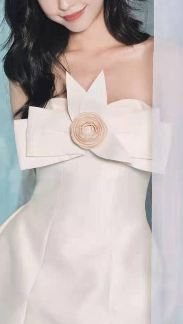 AIIZIE BOW DECORATIVE BANDEAU DRESS SET IN CHAMPAGNE - product image
