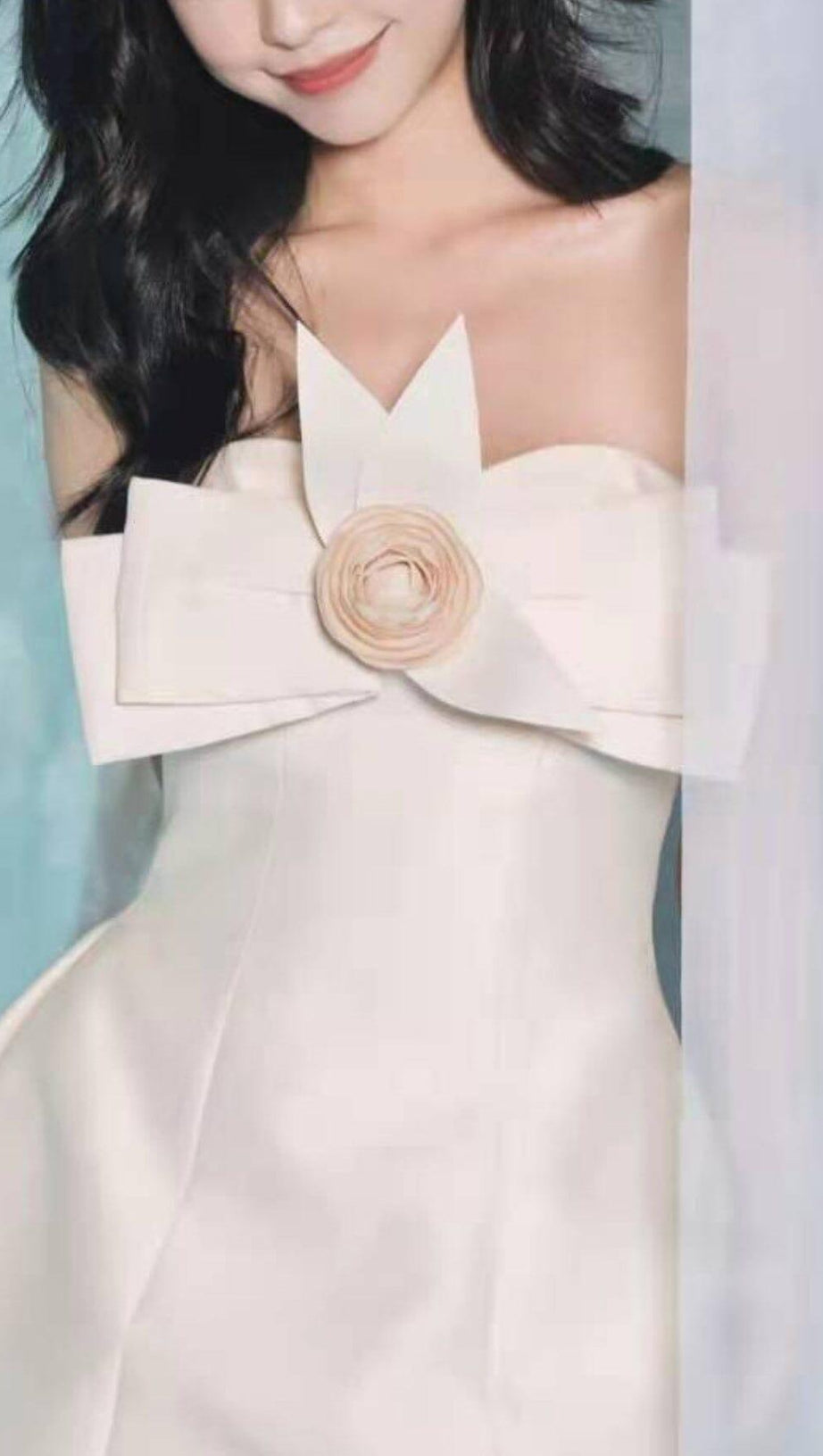 BOW DECORATIVE BANDEAU DRESS SET IN CHAMPAGNE