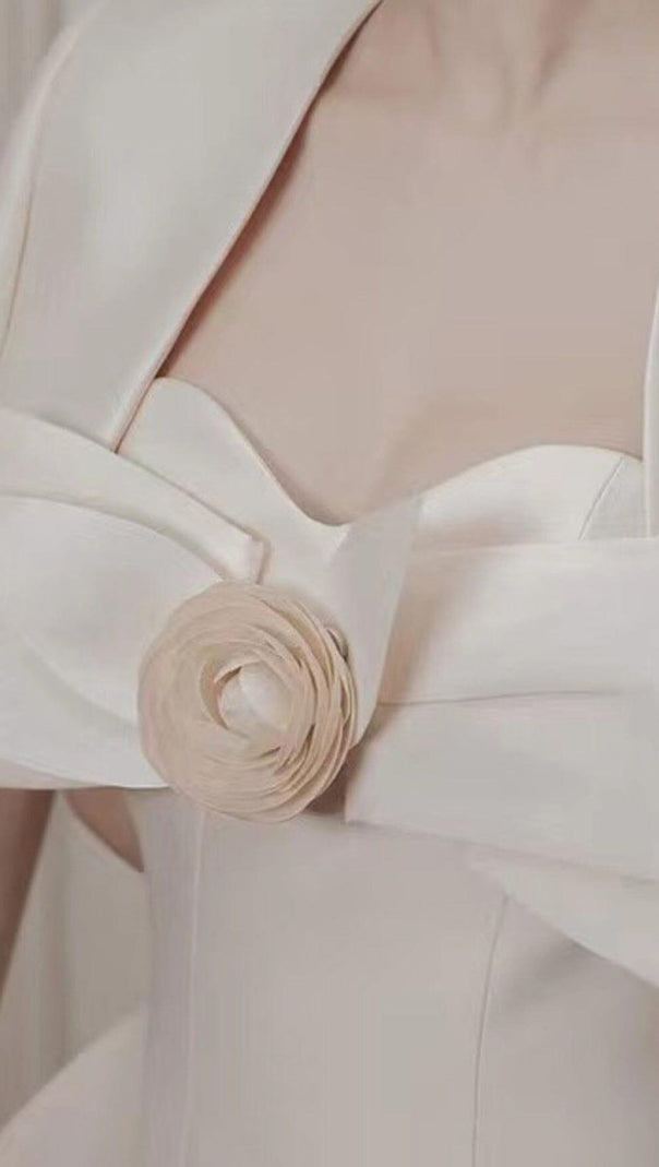 AIIZIE BOW DECORATIVE BANDEAU DRESS SET IN CHAMPAGNE - product image