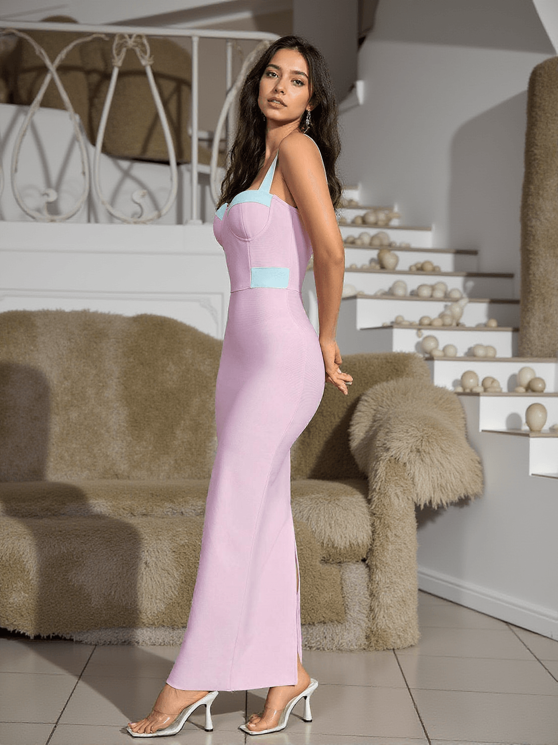 MARGAUX BANDAGE MAXI DRESS IN PINK